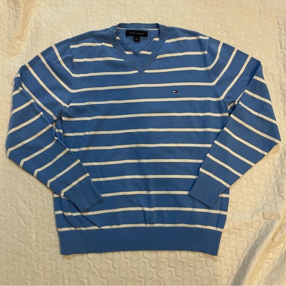 Tommy Hilfiger Other - Tommy Hilfiger V-Neck Pullover Sweater Blue and White Striped Nautical Men’s M